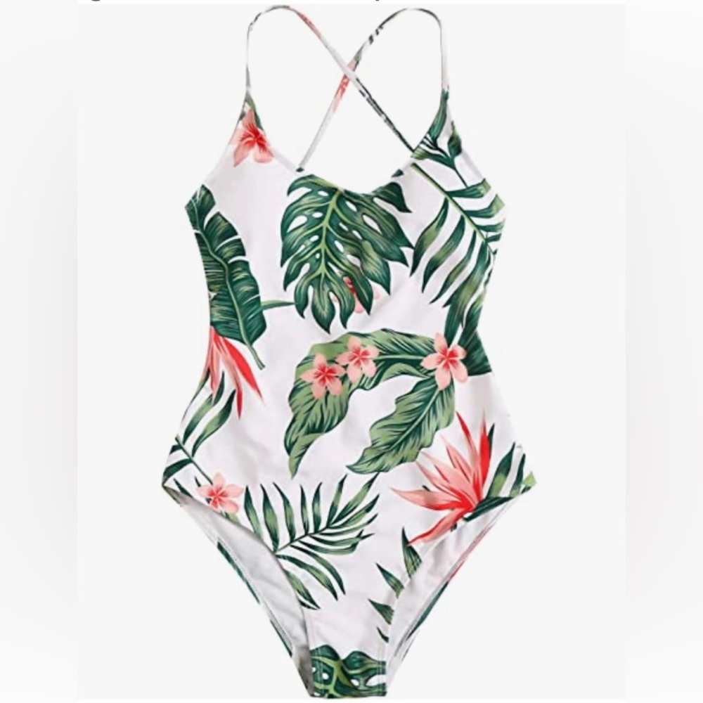 Women’s White Tropical Swimsuit